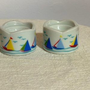 Vintage Funny Design Germany Mini Sailboat Candle Holders